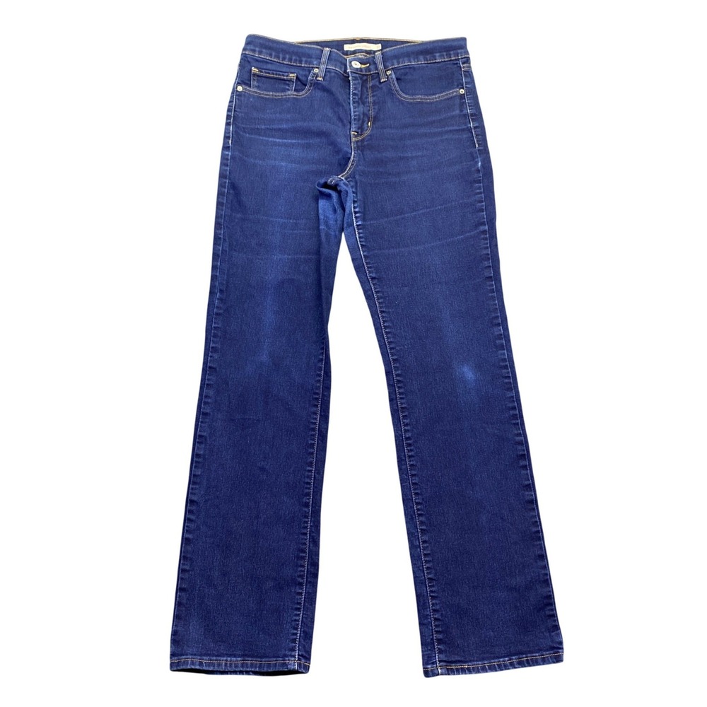 Levis 314 Shaping Straight Jeans Womens 30 Dark Wash Blue Denim Grunge Preppy